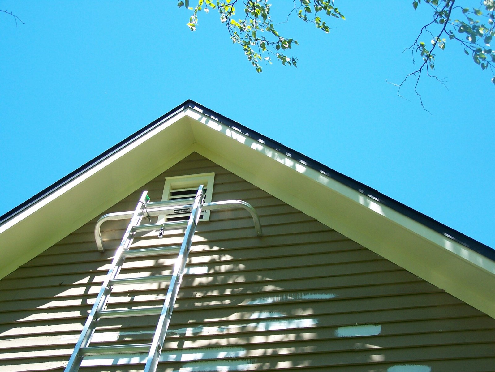 Paintable ladder at a Vermont home exterior project